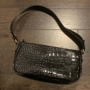 black crocodile shoulder bag